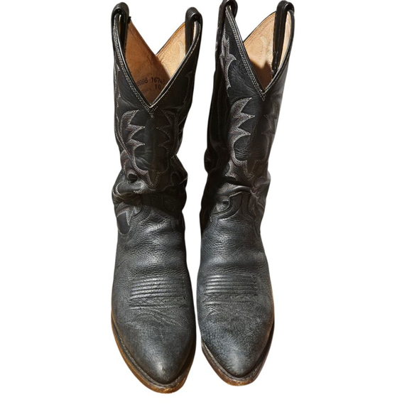 Men's Dan Post Black & White Cowboy Boots Size 9D - Picture 4 of 10